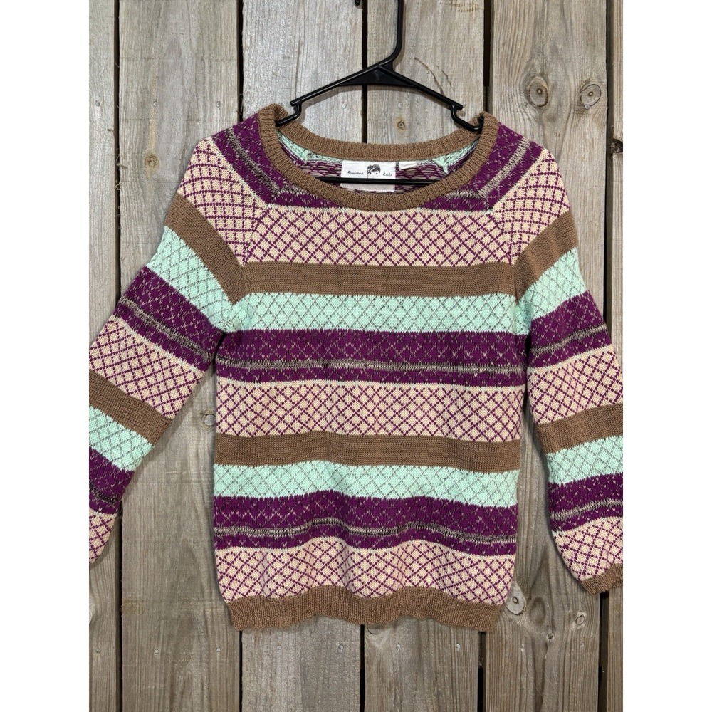 Giuliana Leila Women's XS Sweater Angora Cotton Blend Multicolor Pattern Knit